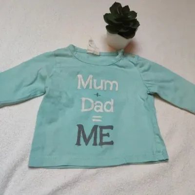 T-shirt longues manches vert mum dad garçon - Taille 1 mois - Kiabi